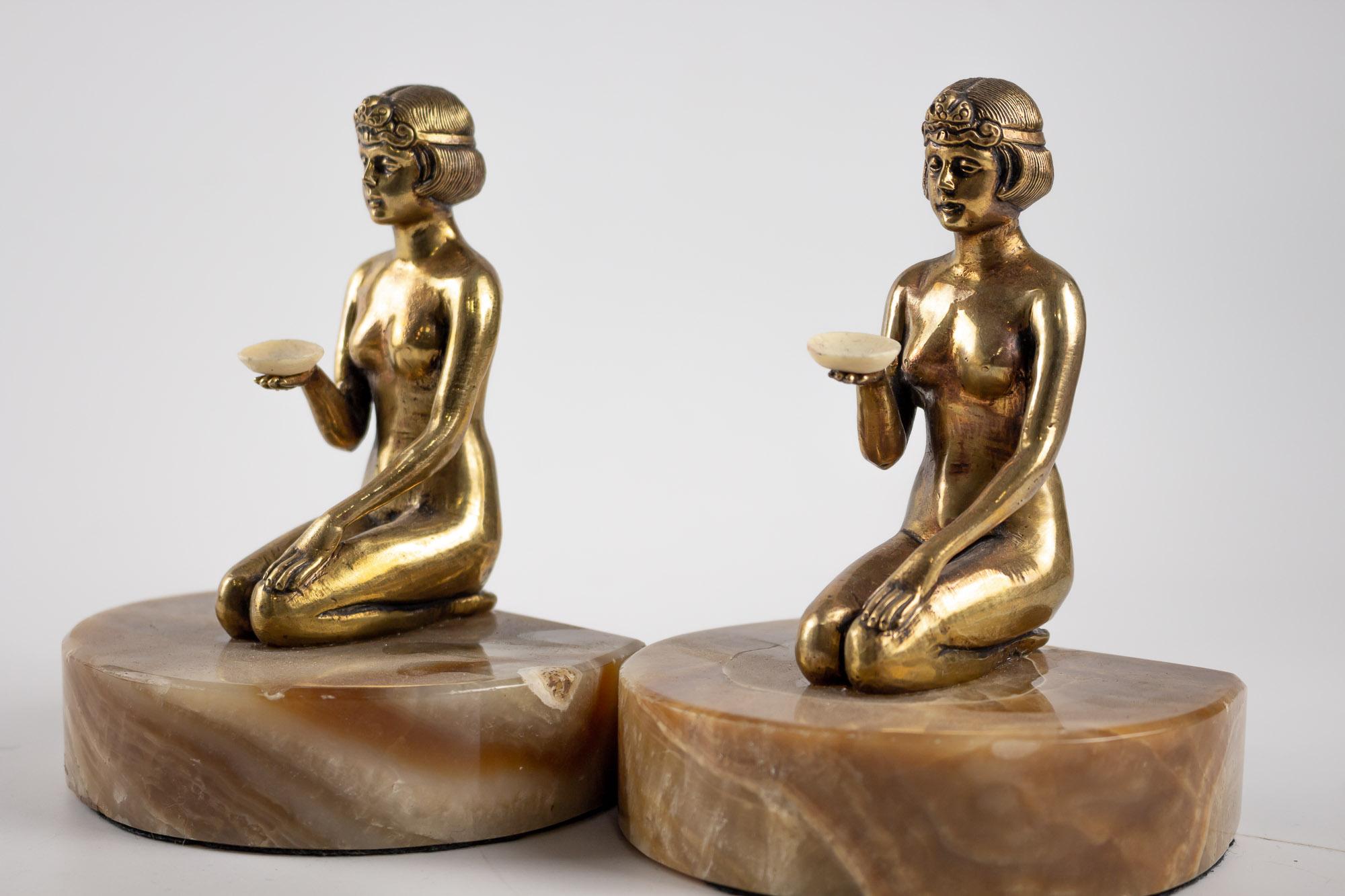 Pair of Art Deco Bronze Bookends by Godard 7