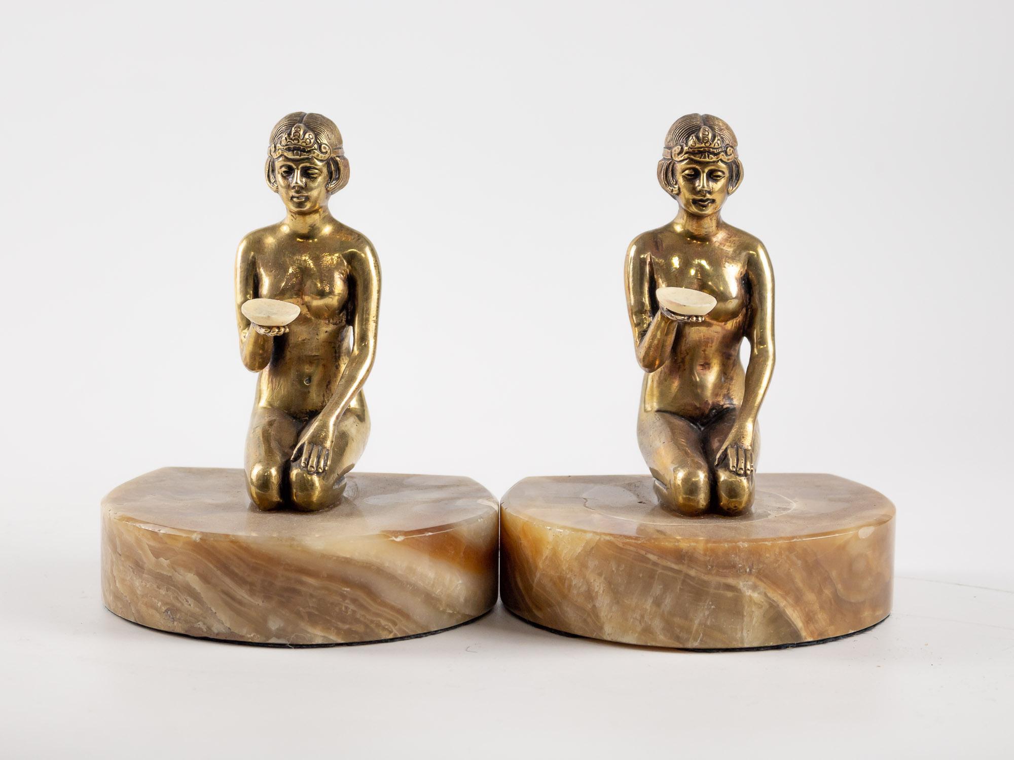 French Pair of Art Deco Bronze Bookends by Godard