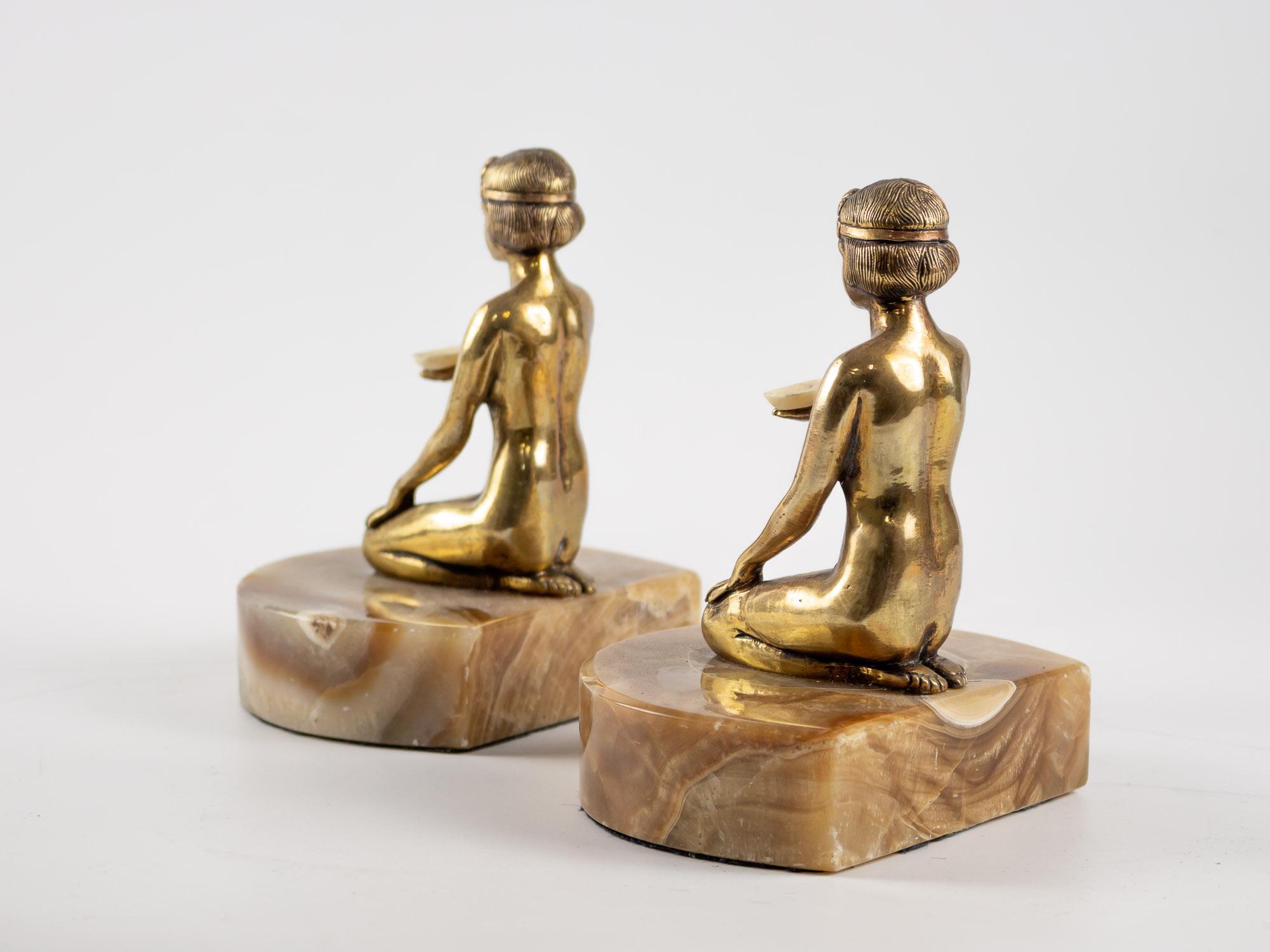 Pair of Art Deco Bronze Bookends by Godard 1