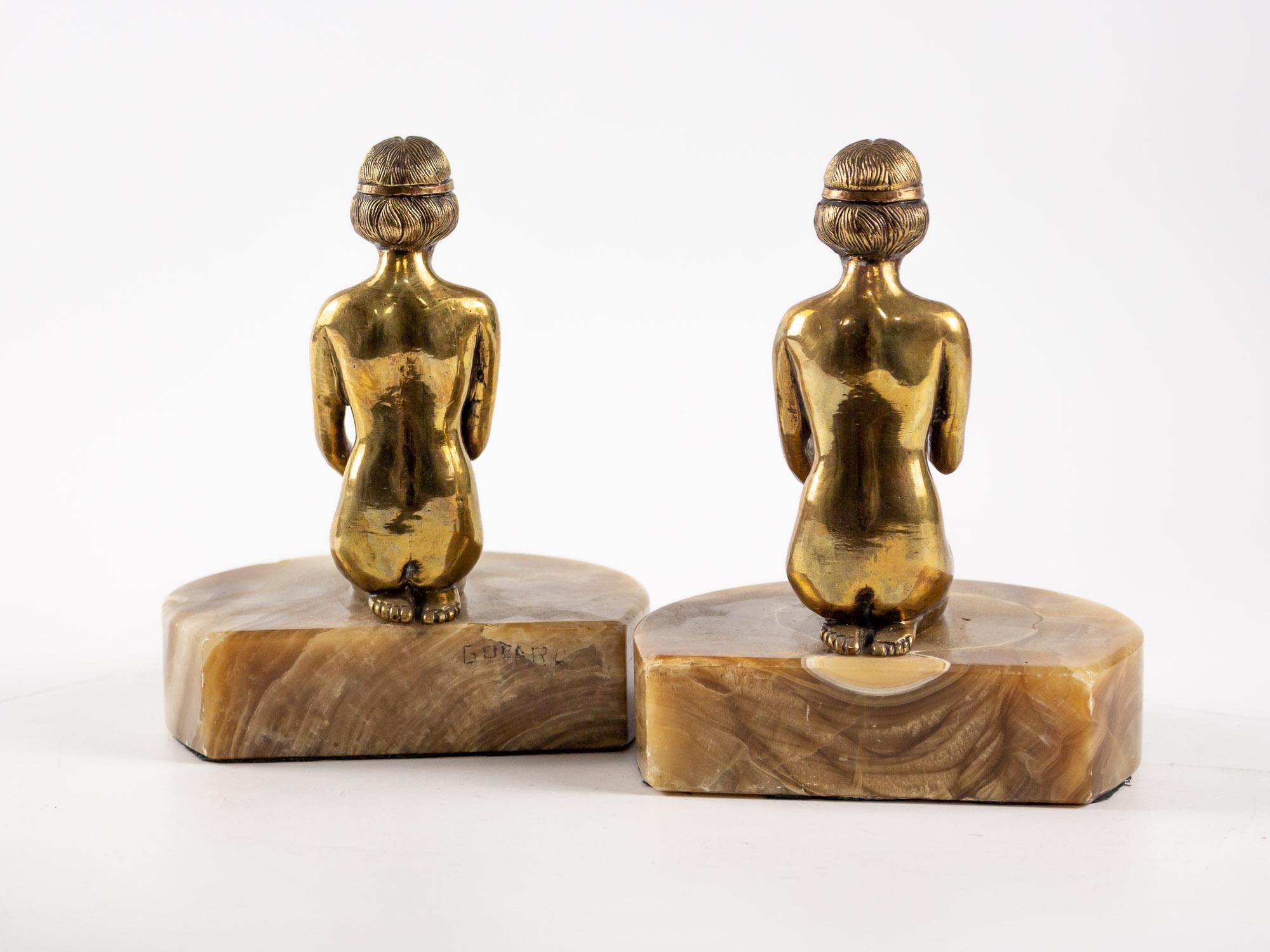 Pair of Art Deco Bronze Bookends by Godard 2