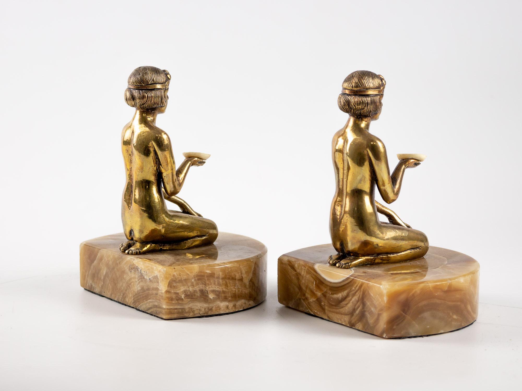 Pair of Art Deco Bronze Bookends by Godard 3