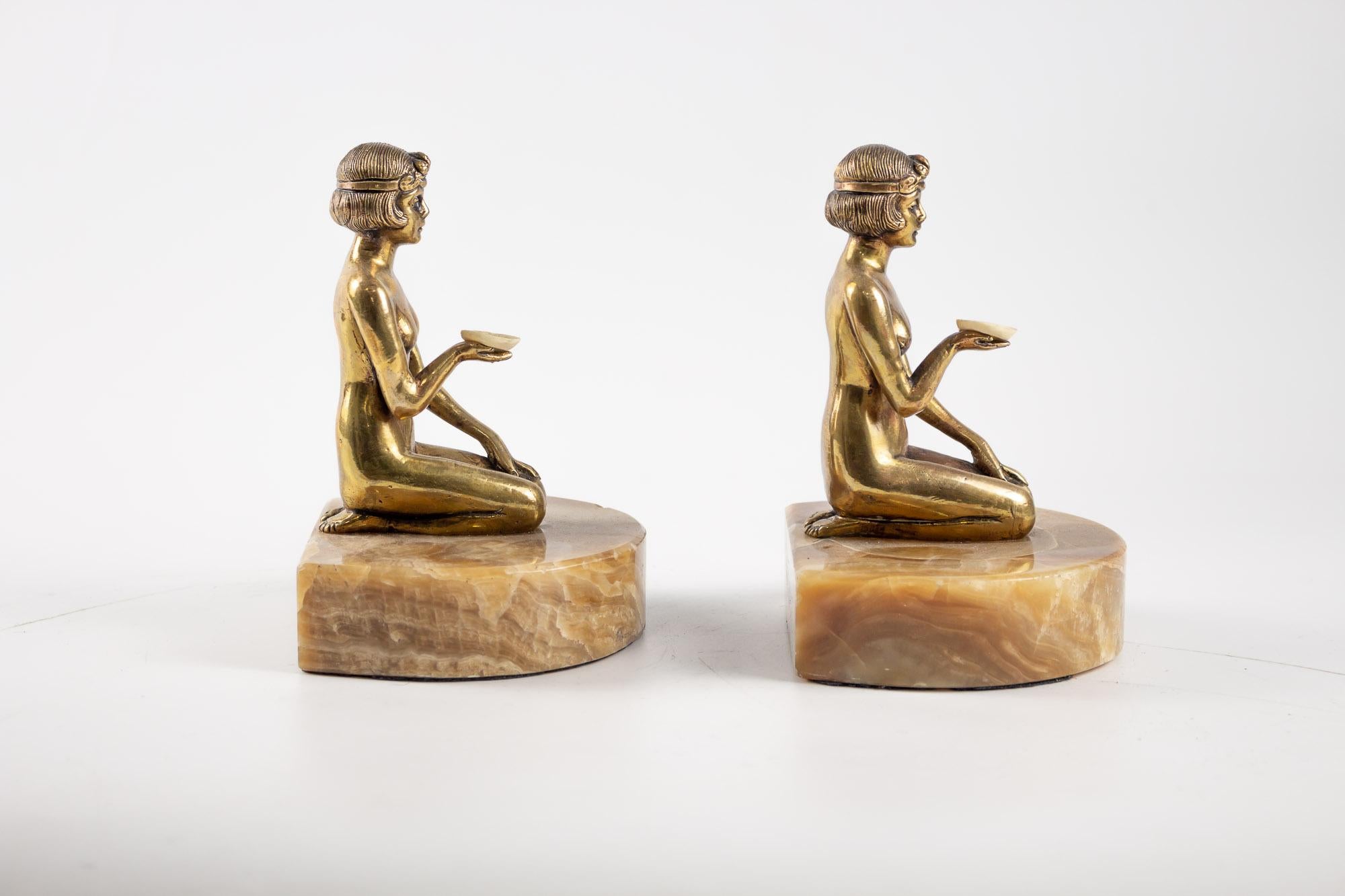 Pair of Art Deco Bronze Bookends by Godard 4