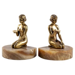 Pair of Art Deco Bronze Bookends by Godard