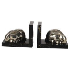 Pair of Art Deco Bronze Bookends Rabbit Figure by Edouard Marcel Sandoz