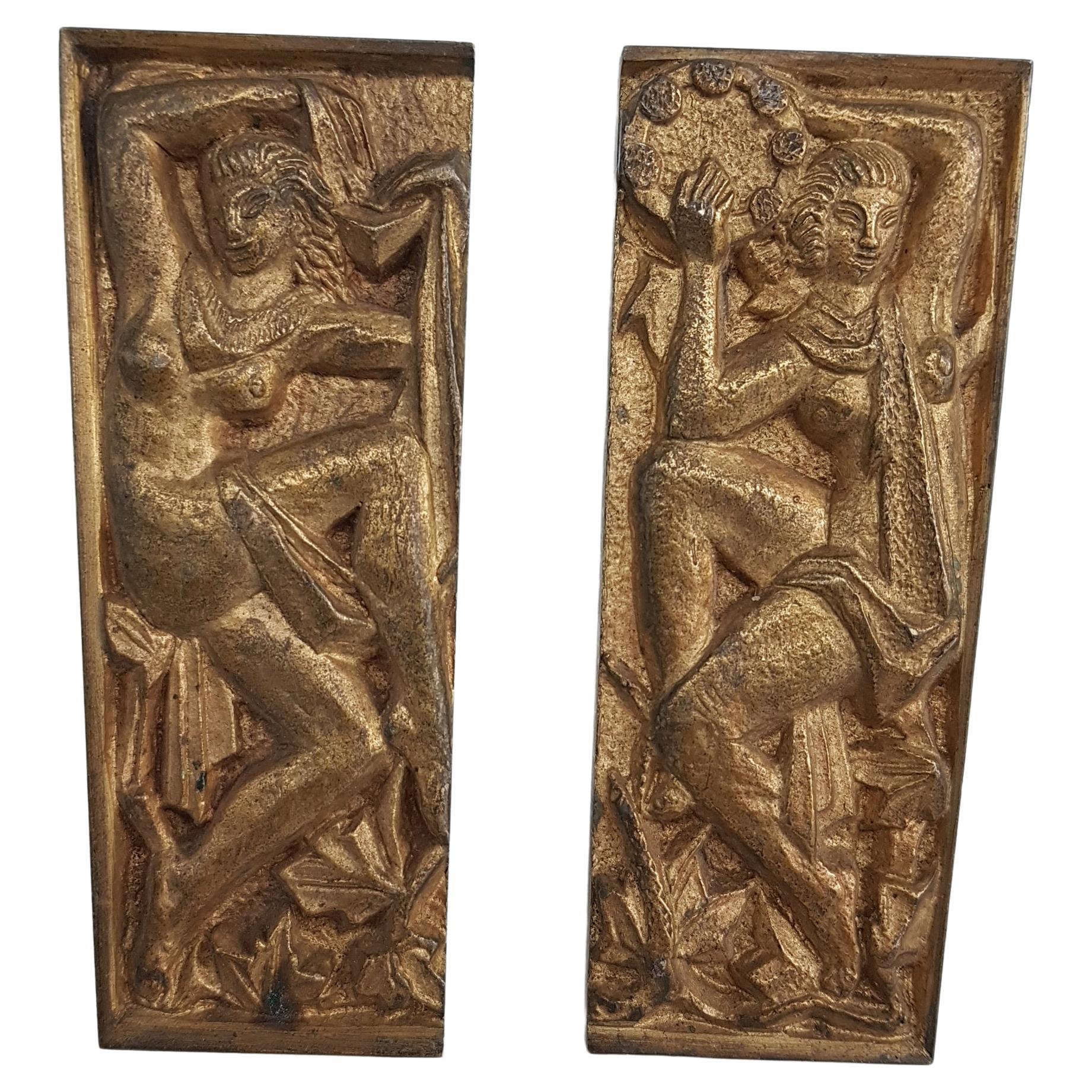 Pair of Art Deco Bronze Cabinet Handles
