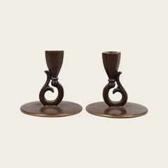 Pair of Art Deco Bronze Candle Sticks by HF Ildfast