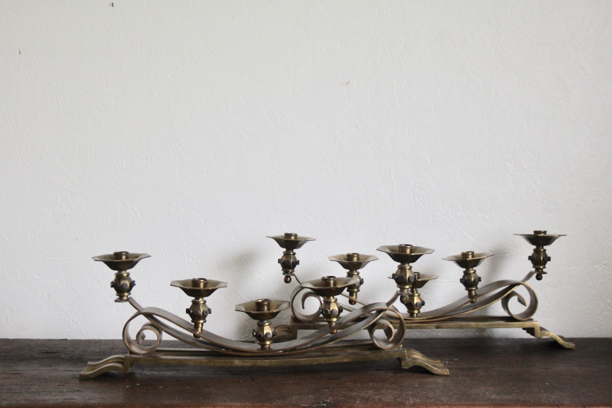 Pair of Art Deco Bronze Candlestick In Good Condition In grand Lancy, CH