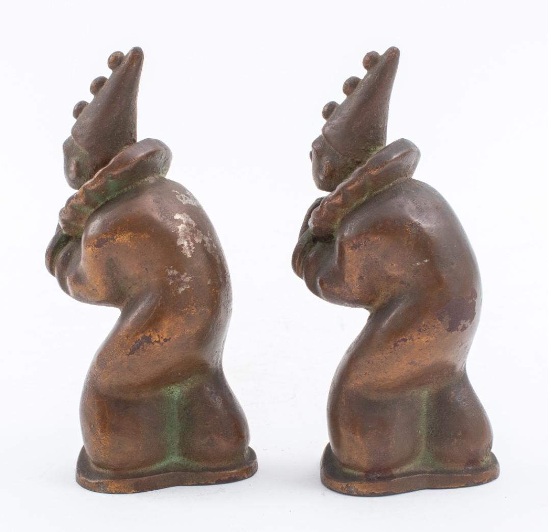 19th Century Pair of Art Deco Bronze Clown Bookends For Sale