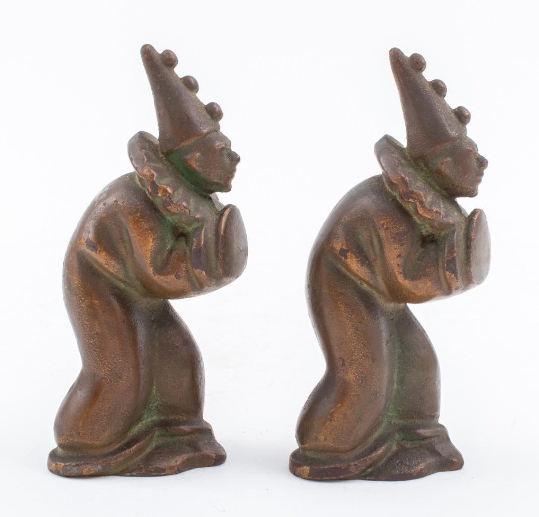 Pair of Art Deco Bronze Clown Bookends For Sale 2