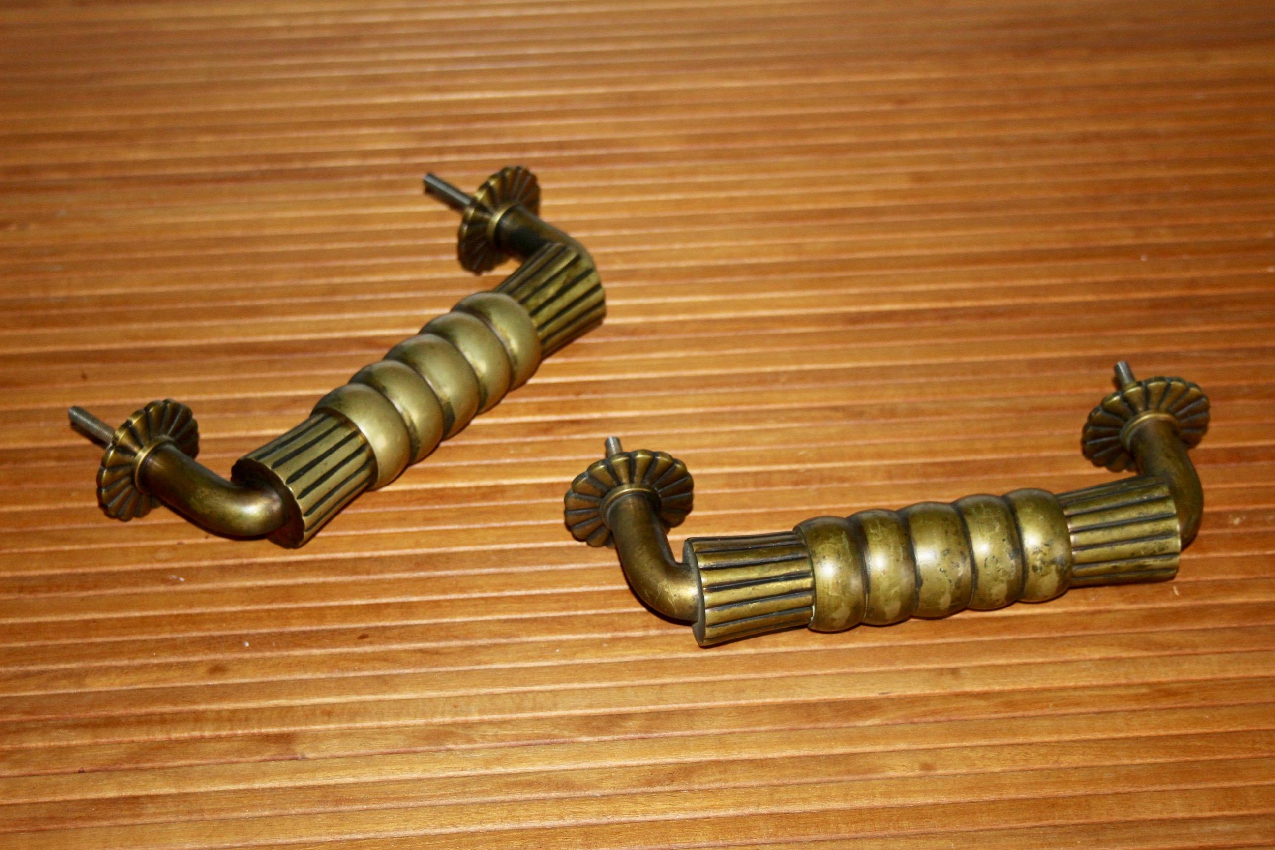 Europeo Coppia di maniglie per porte in bronzo Art Deco in vendita
