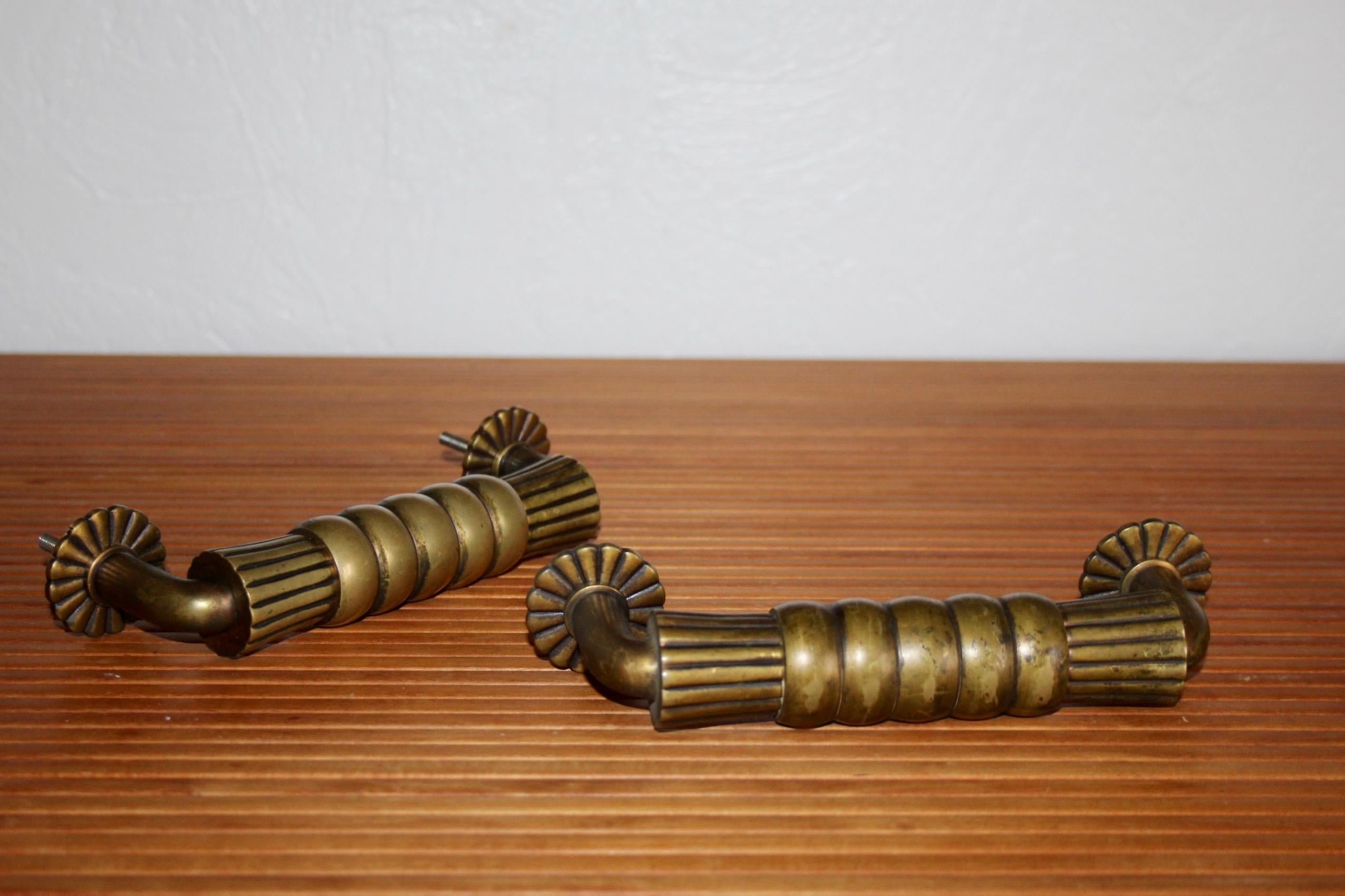 Coppia di maniglie per porte in bronzo Art Deco In condizioni buone in vendita a grand Lancy, CH