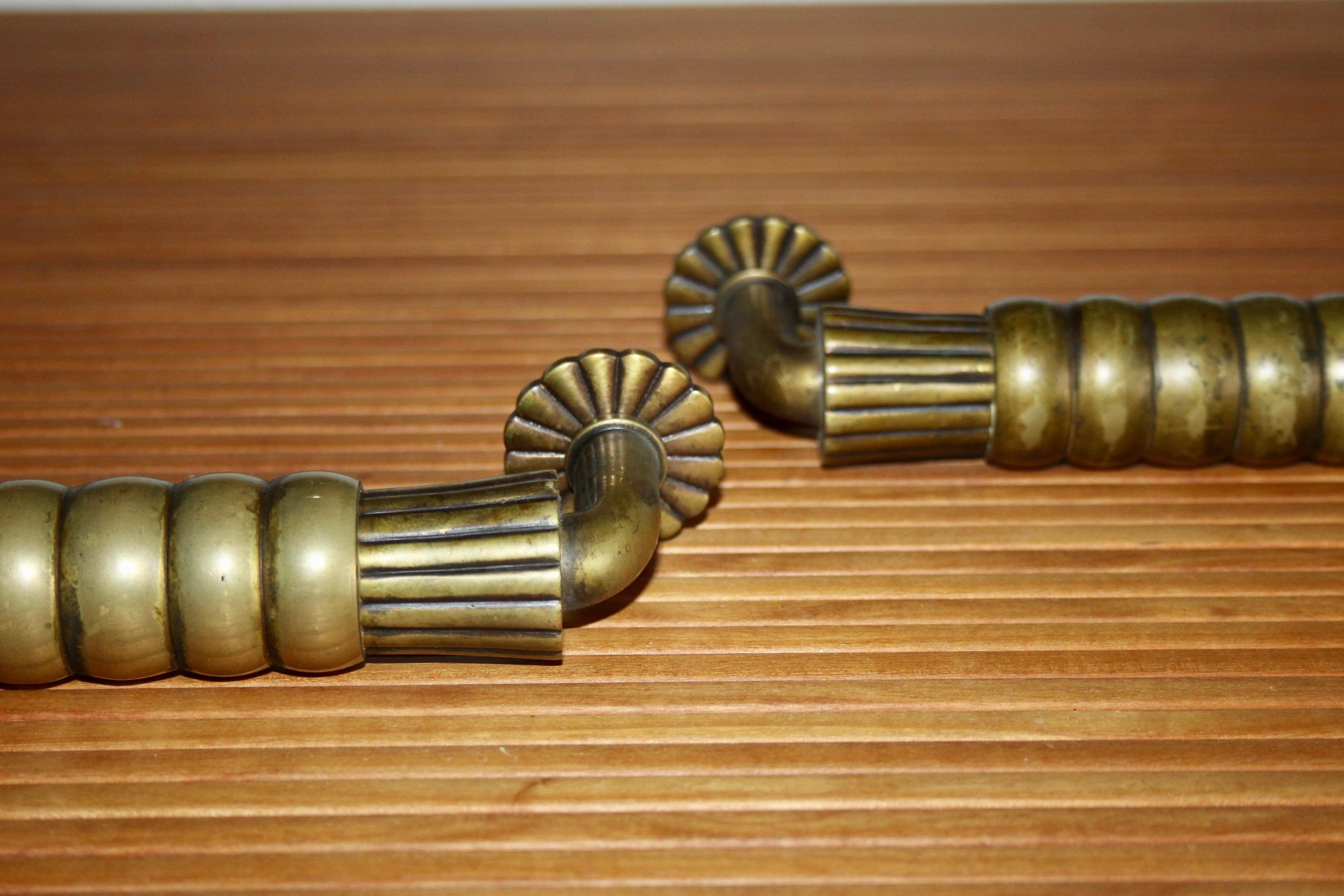 Coppia di maniglie per porte in bronzo Art Deco in vendita 1
