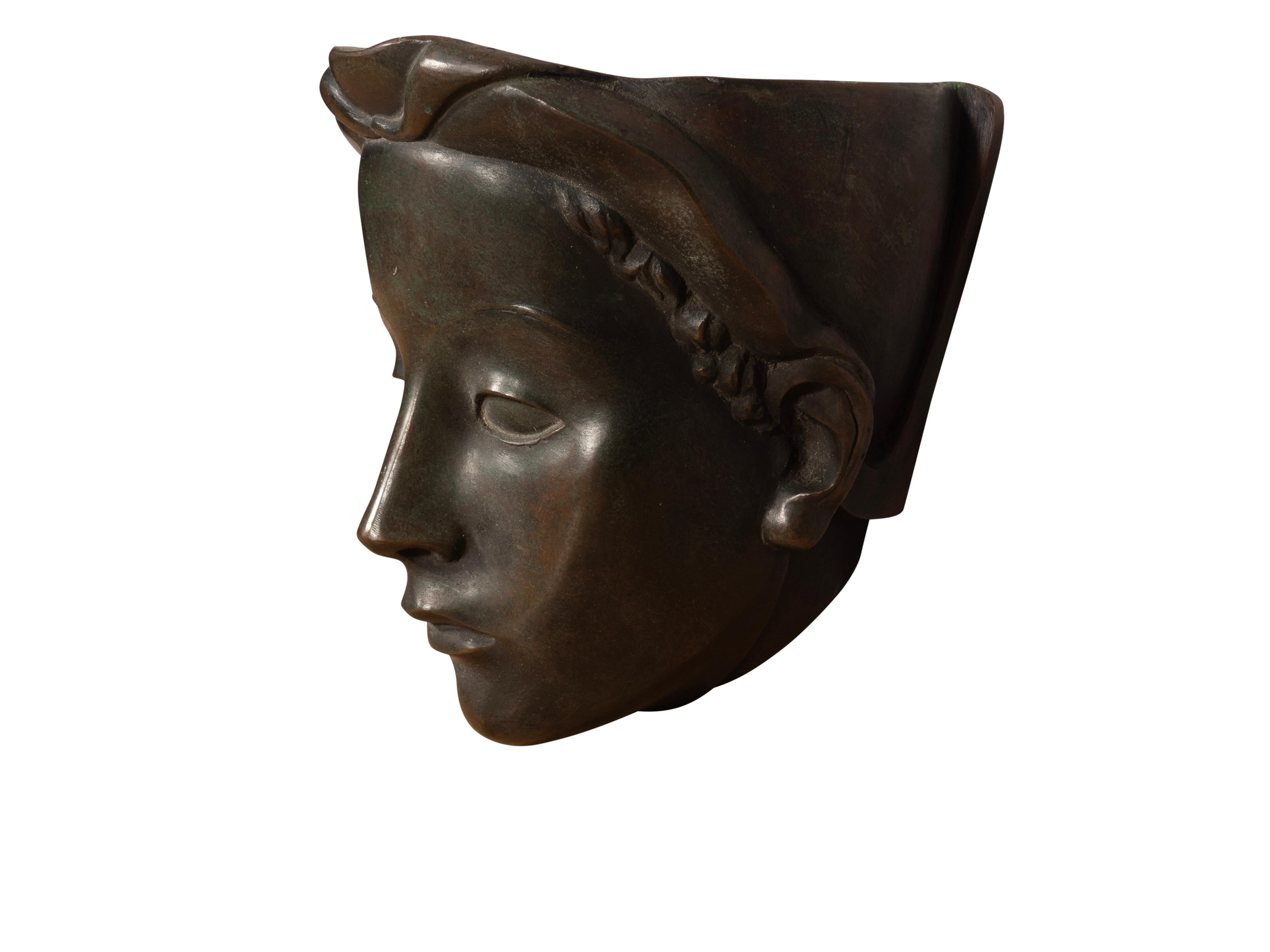 Pareja De Bolsillos De Pared Figurales De Bronce Art Decó 1