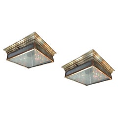 Pair of Art Deco Bronze Flush-Mount Fixtures, style Art Deco