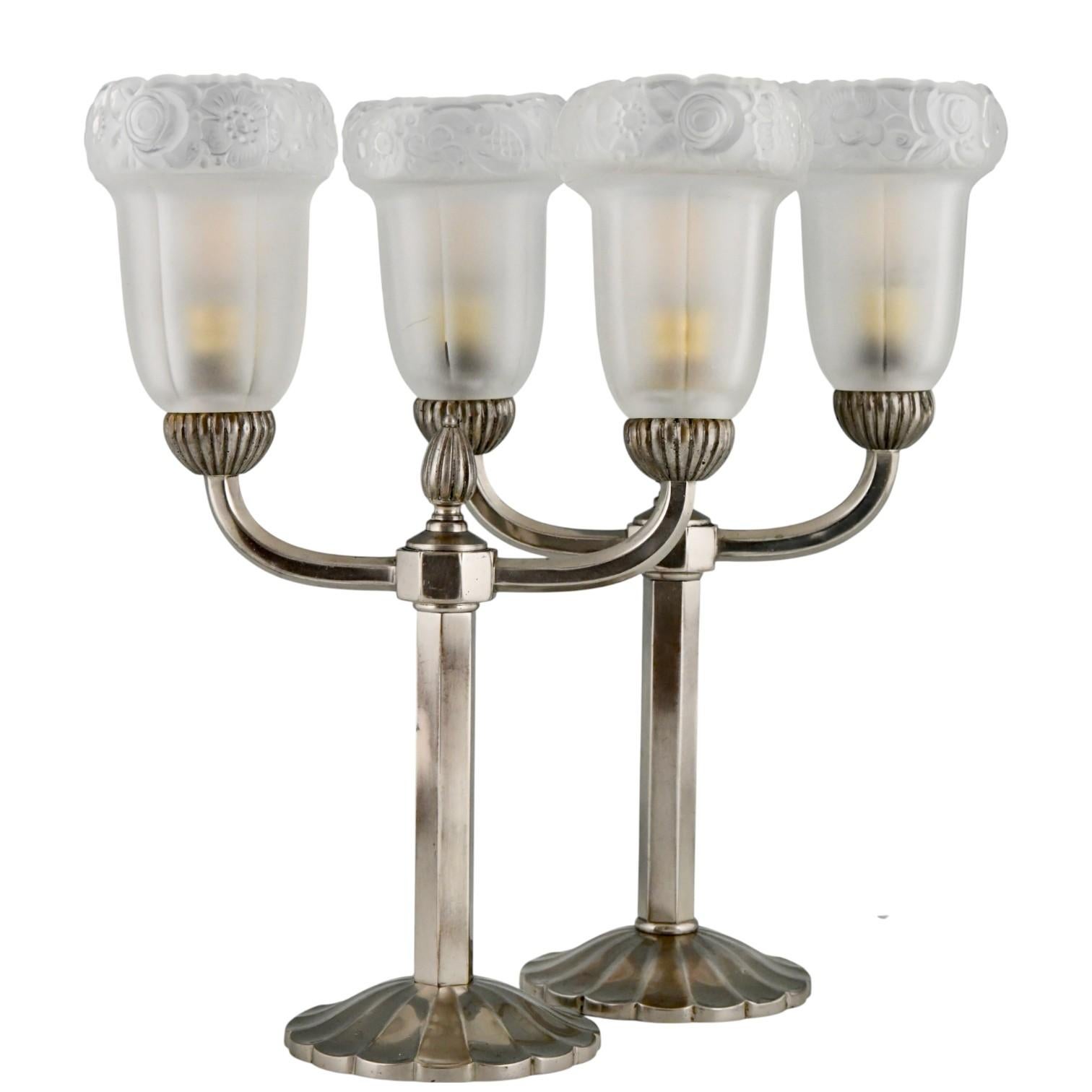 Coppia di lampade Art Déco in bronzo Francia 1930 In condizioni buone in vendita a Antwerp, BE