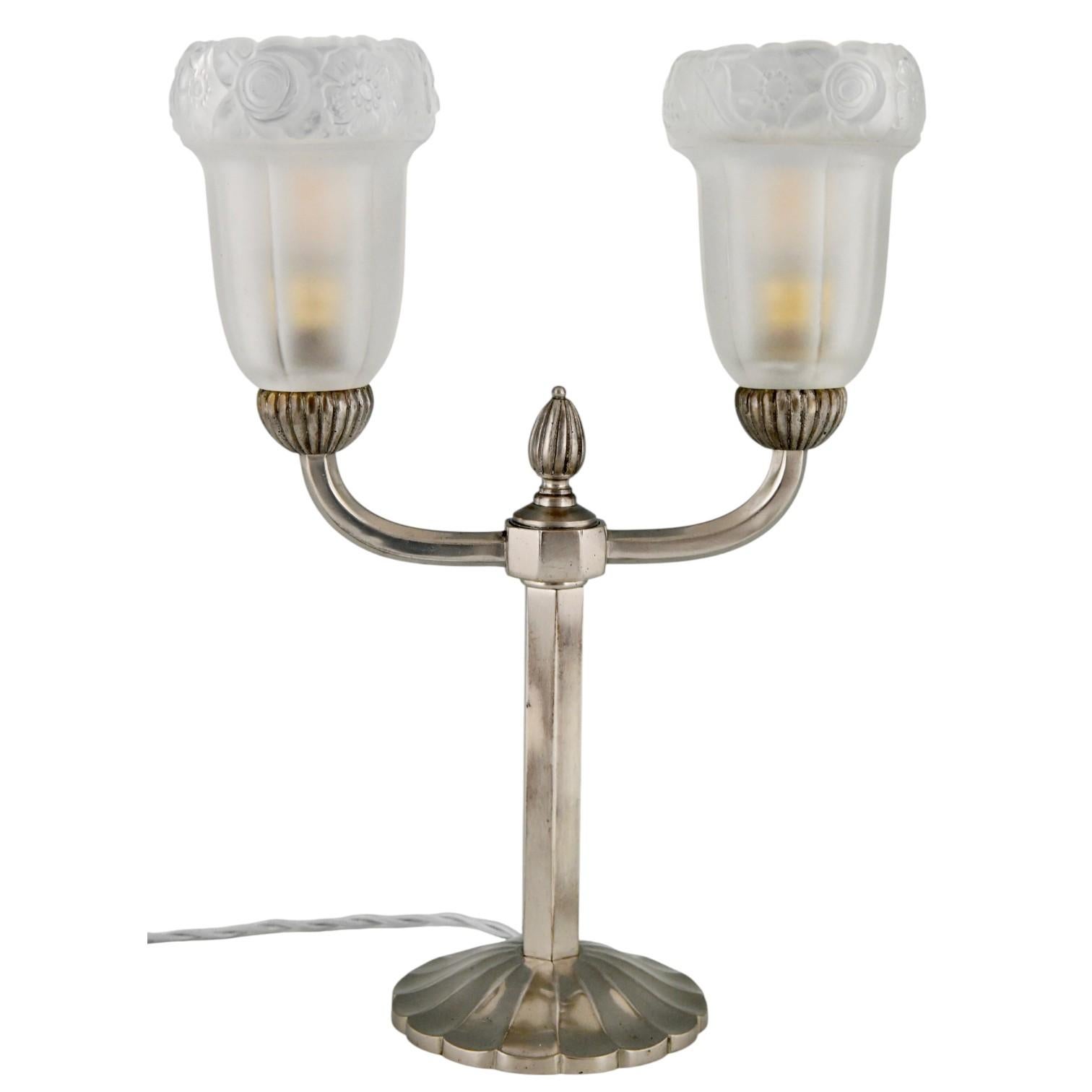 Coppia di lampade Art Déco in bronzo Francia 1930 in vendita 1