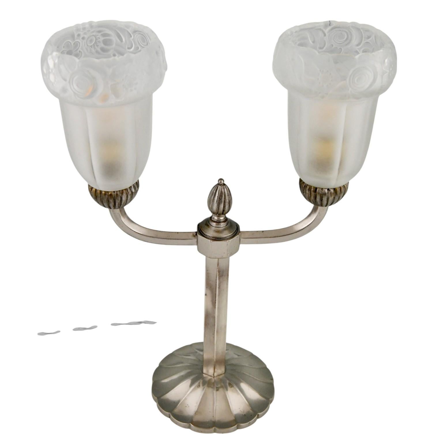 Coppia di lampade Art Déco in bronzo Francia 1930 in vendita 2
