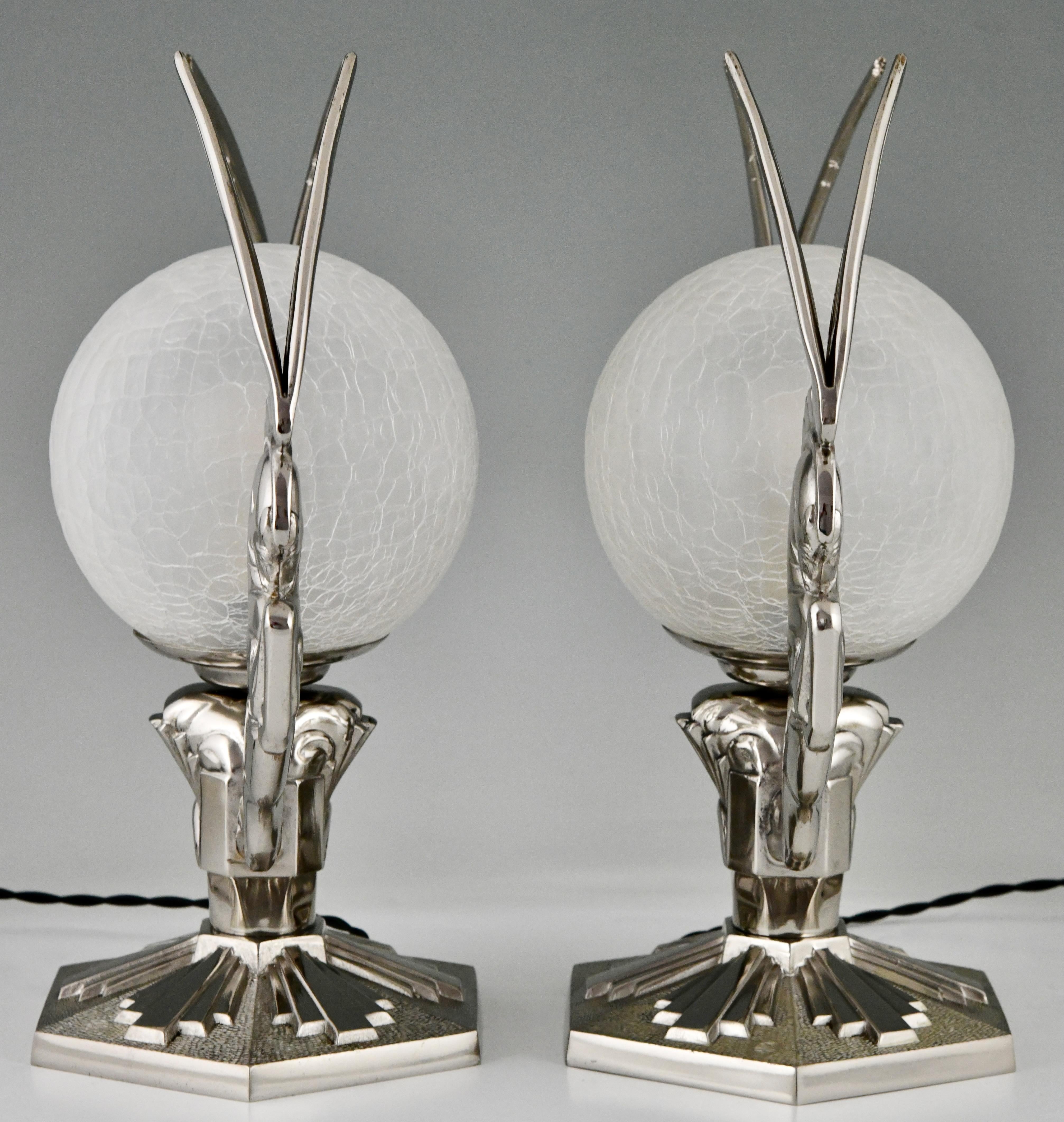Early 20th Century Pair of Art Deco bronze Pegasus lamps winged horses by Paris Star 1925 For Sale