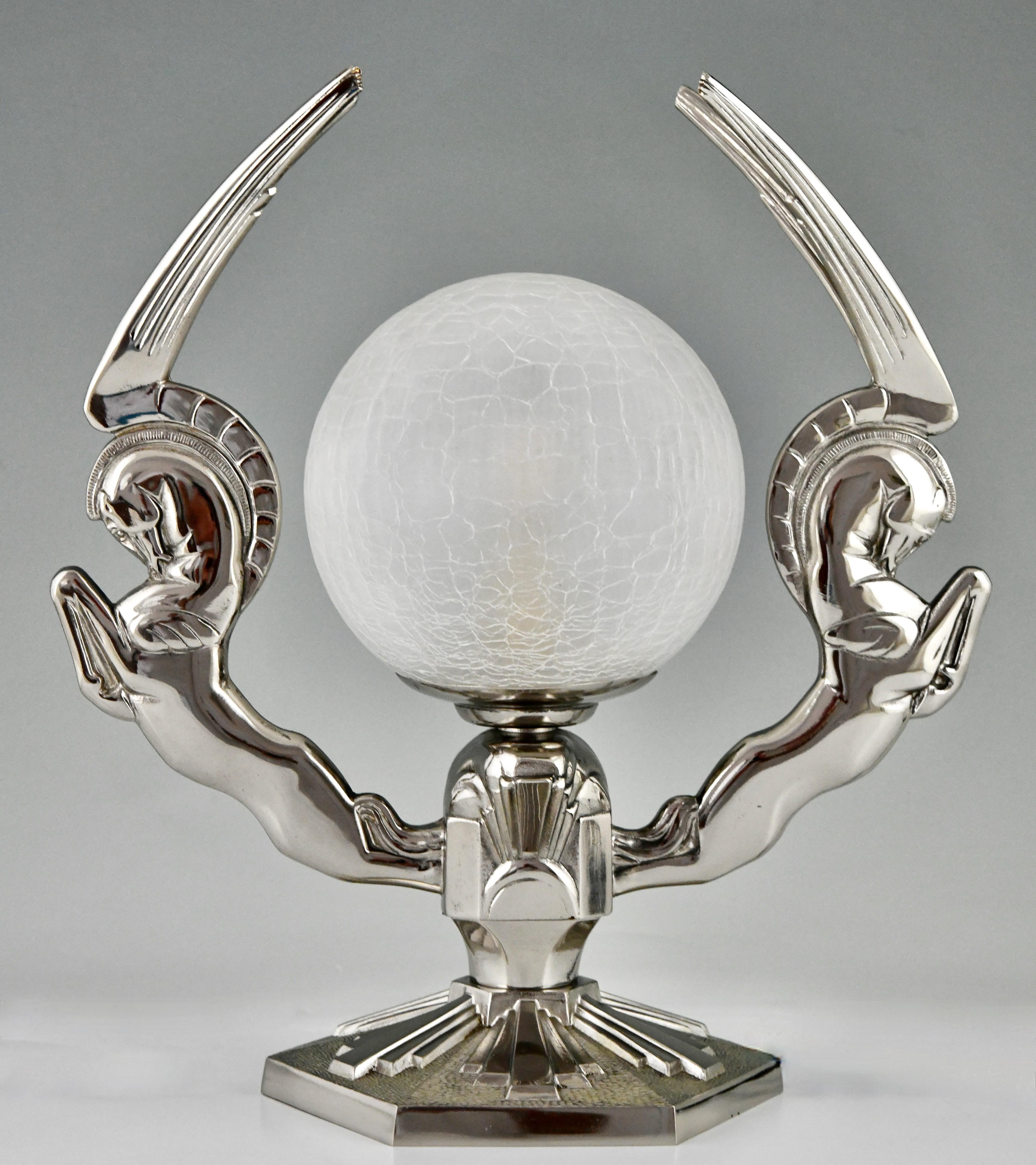 Pair of Art Deco bronze Pegasus lamps winged horses by Paris Star 1925 For Sale 1