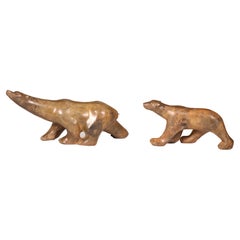 Pair of Art Deco Bronze Polar Bears by Chenet c1930