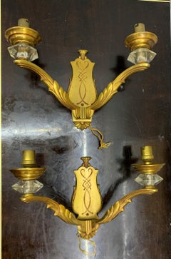Pair of Art Deco Bronze Sconces Attributed to Georges Leleu France, circa 1920