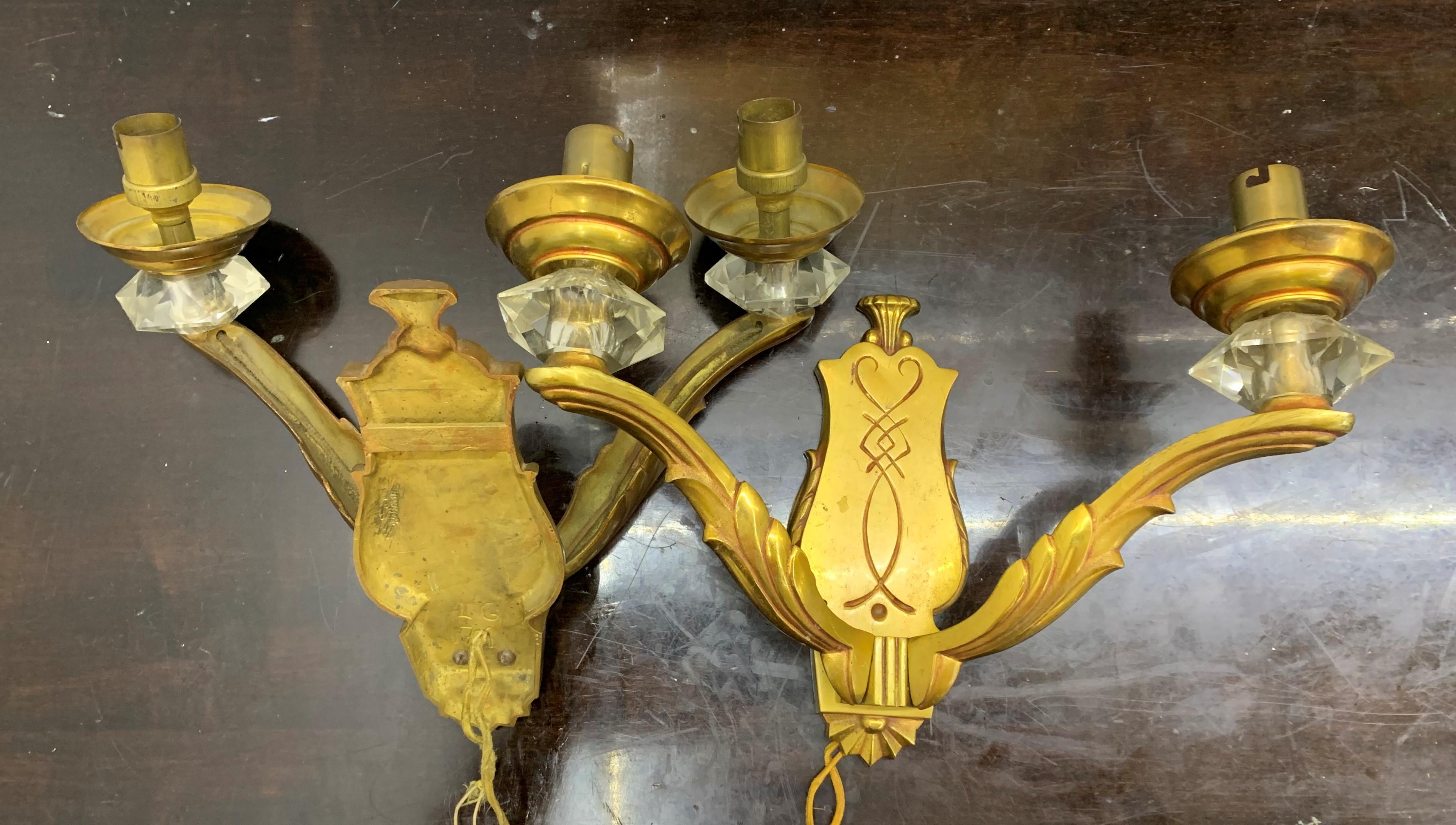 Pair of Art Deco Bronze Sconces Attributed to Georges Leleu France, circa 1920 In Good Condition For Sale In Merida, Yucatan