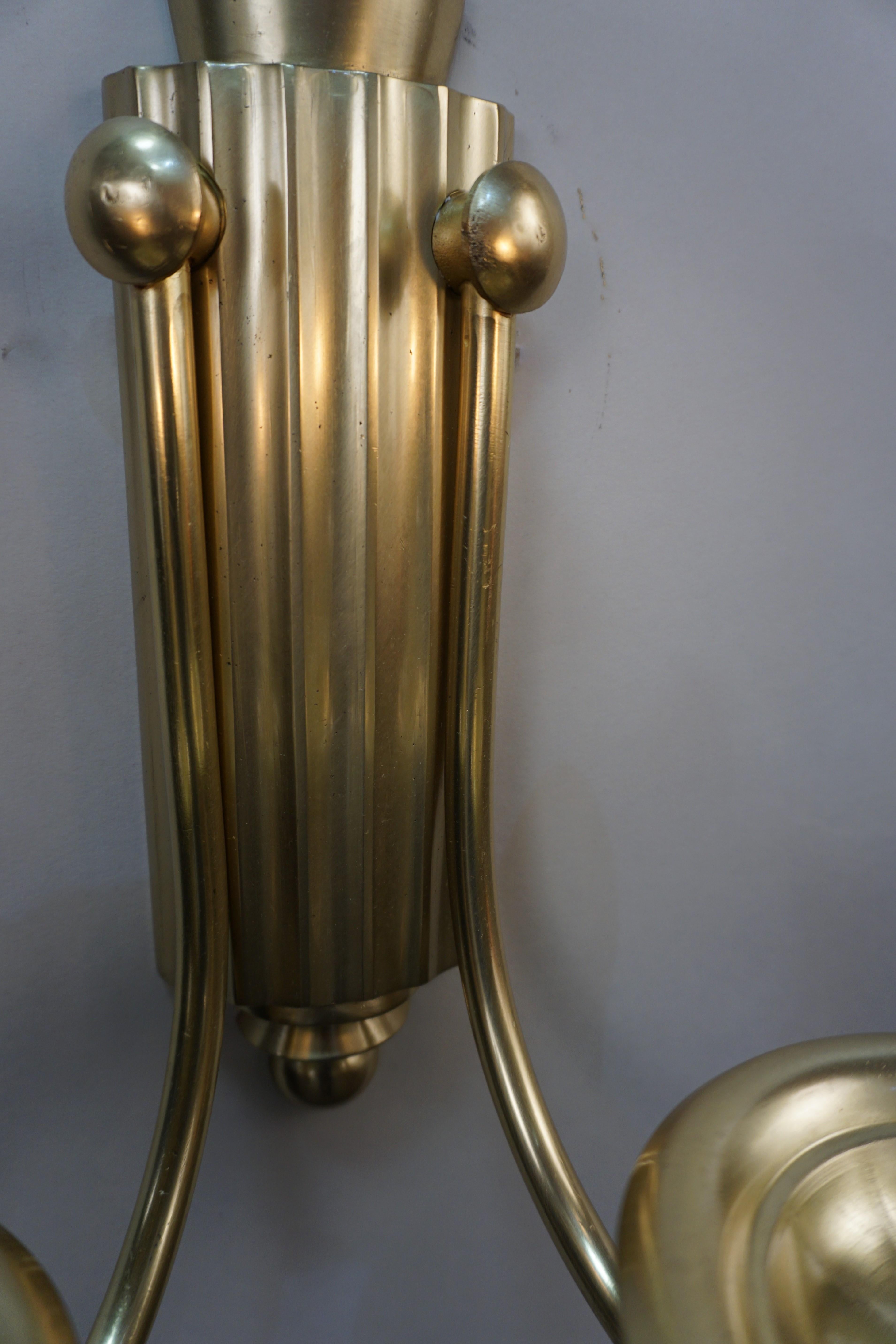 French Pair of Art Deco Bronze wall Sconces by Petitot