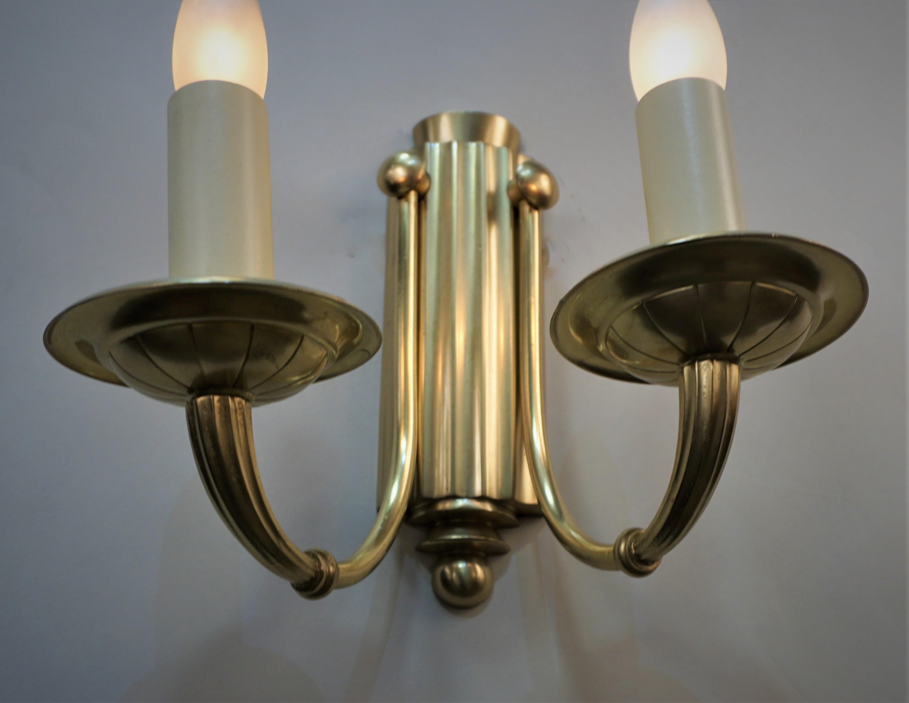 Pair of Art Deco Bronze wall Sconces by Petitot In Good Condition In Fairfax, VA