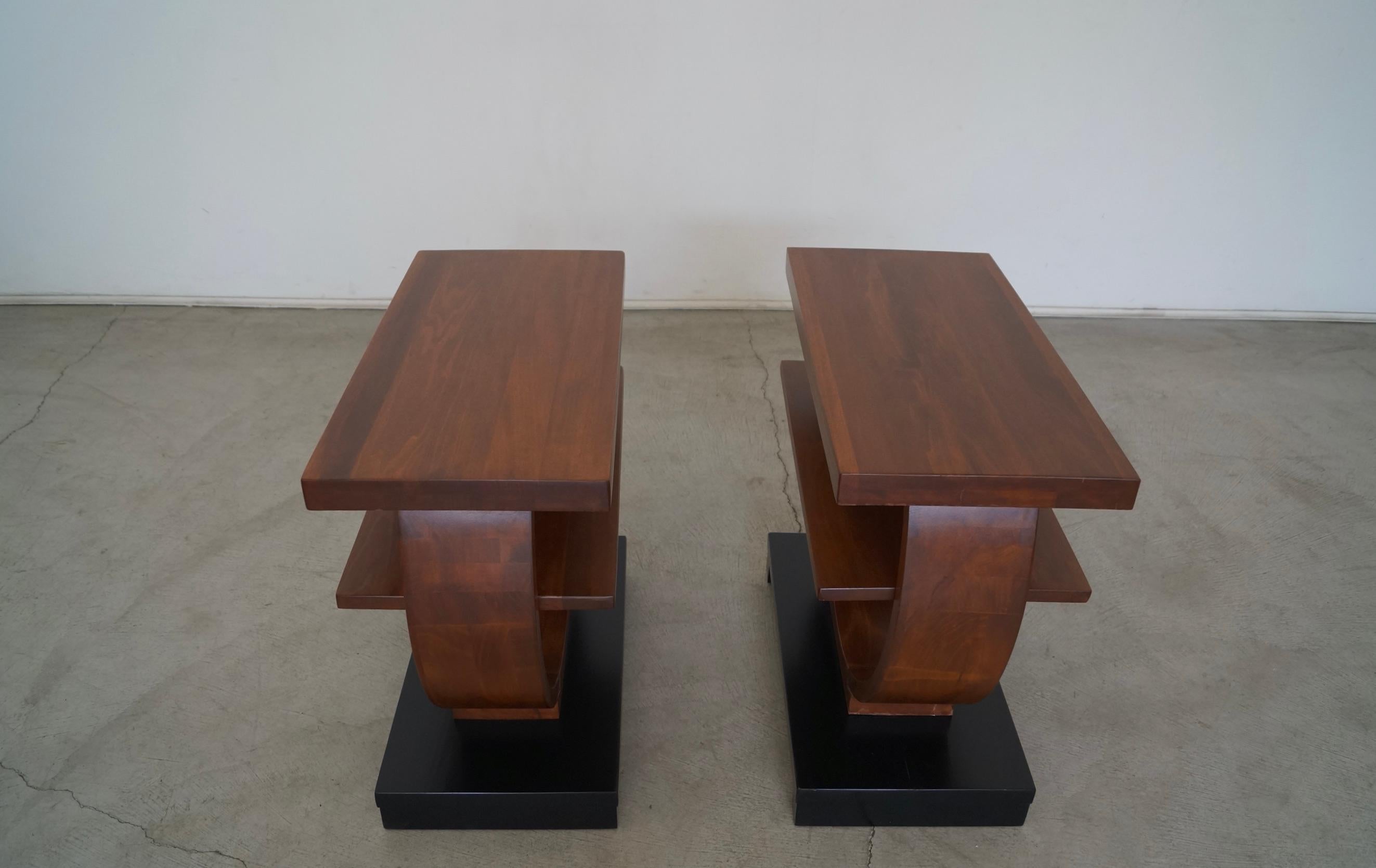 Mid-20th Century Pair of Art Deco Brown Saltman Side Tables