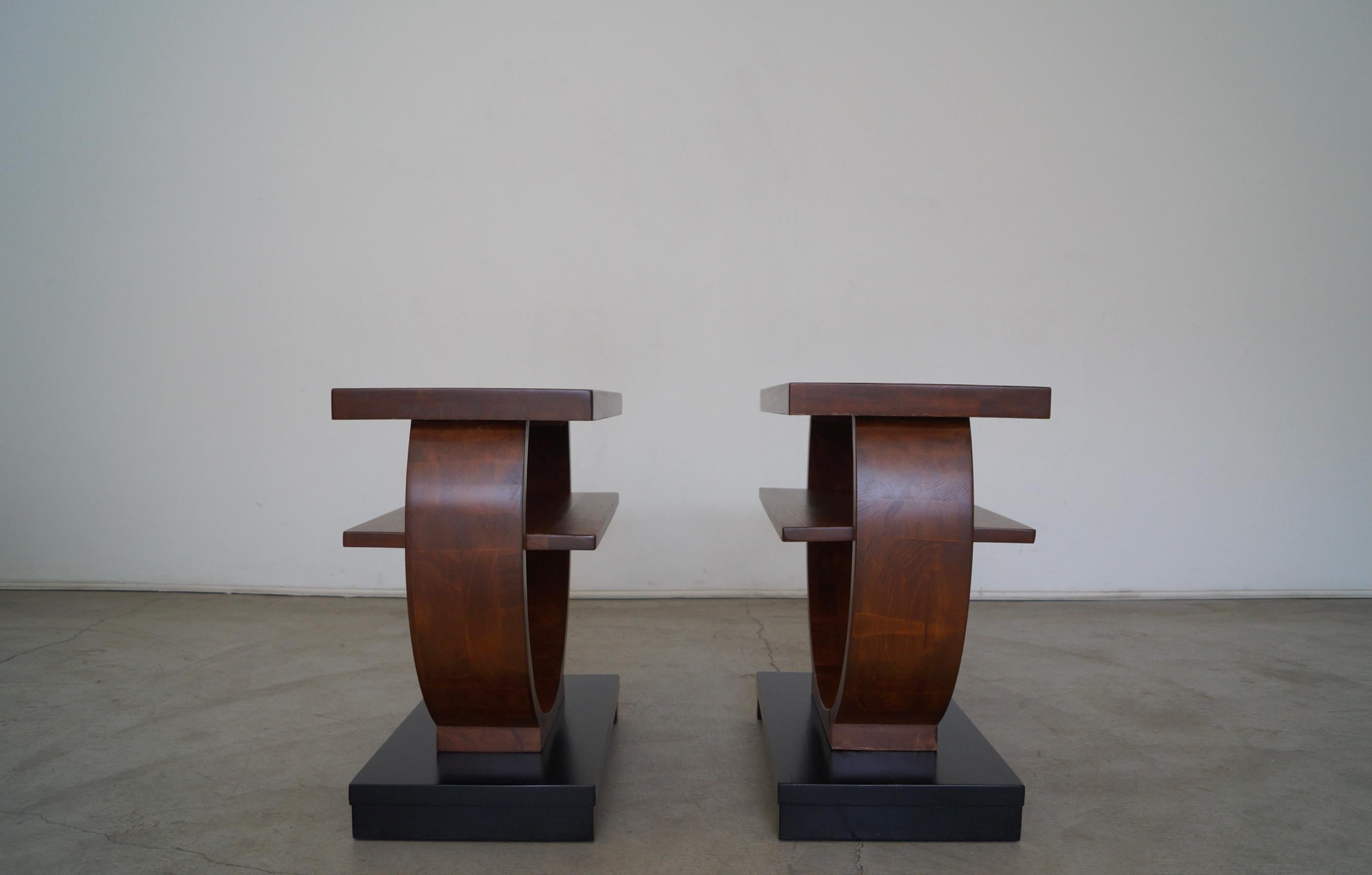 Pair of Art Deco Brown Saltman Side Tables 1