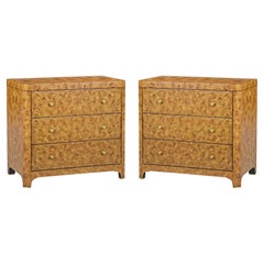 Pair of Art Deco Burl Nightstands