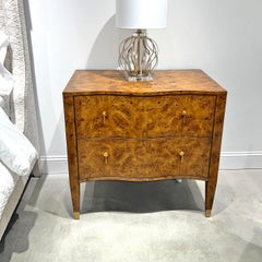 Pair of Art Deco Burl Nightstands - Serpentine Front