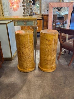Pair of Art Deco Burl Walnut Pedestals