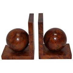 Pair of Art Deco Burl Wood Bookends