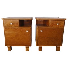 Pair of Art Deco Burl Wood Nightstands