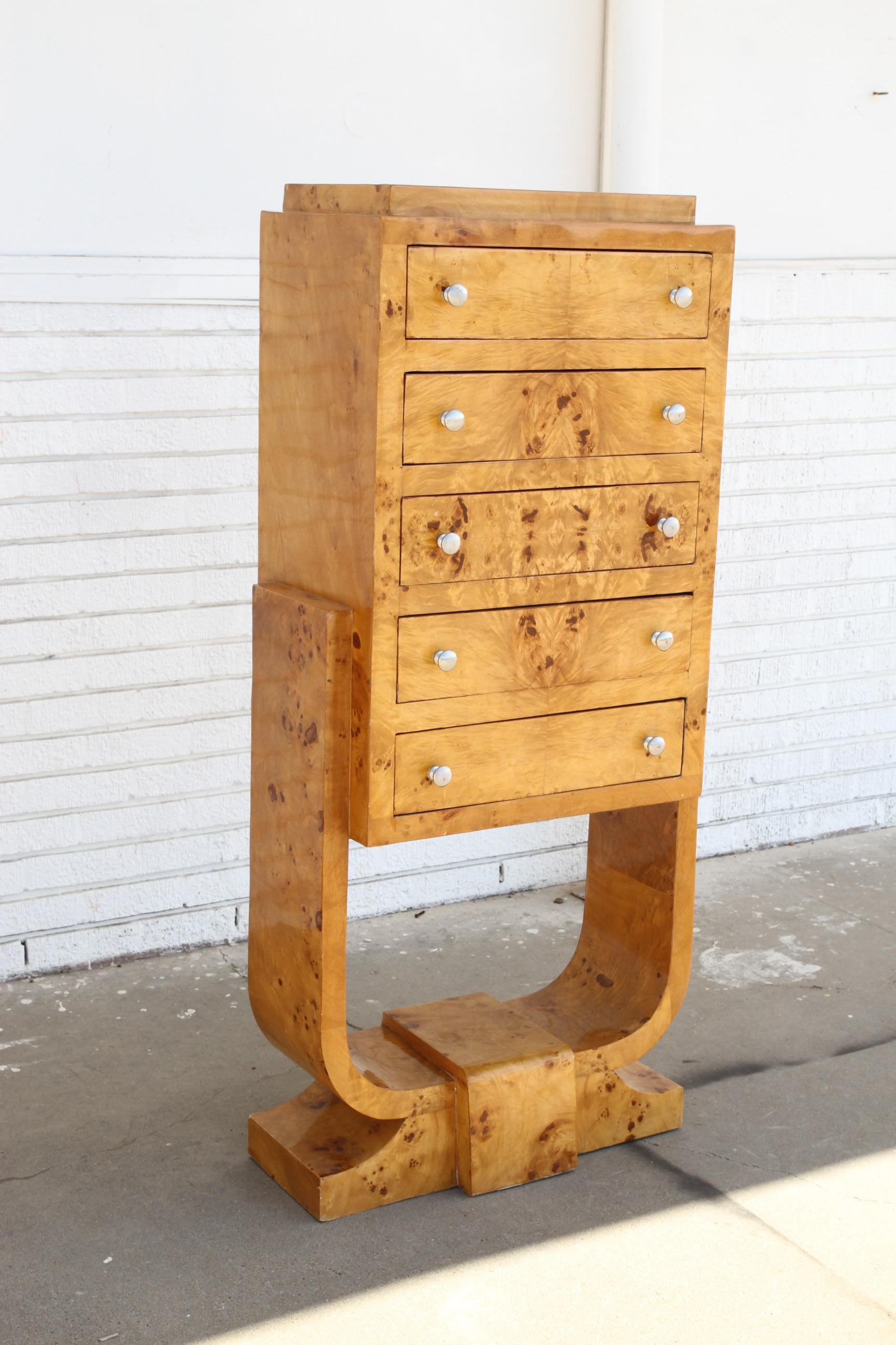 20th Century Pair of Art Deco Burl Wood Sculptural Chest