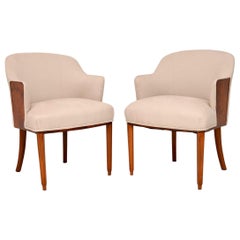 Pair of Art Deco Burr Walnut Armchairs