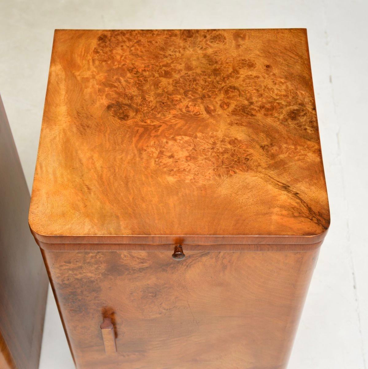 Pair of Art Deco Burr Walnut Bedside Cabinets For Sale 5