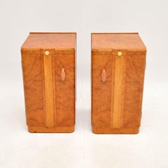 Pair of Art Deco Burr Walnut Bedside Cabinets