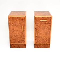 Pair of Art Deco Burr Walnut Bedside Cabinets