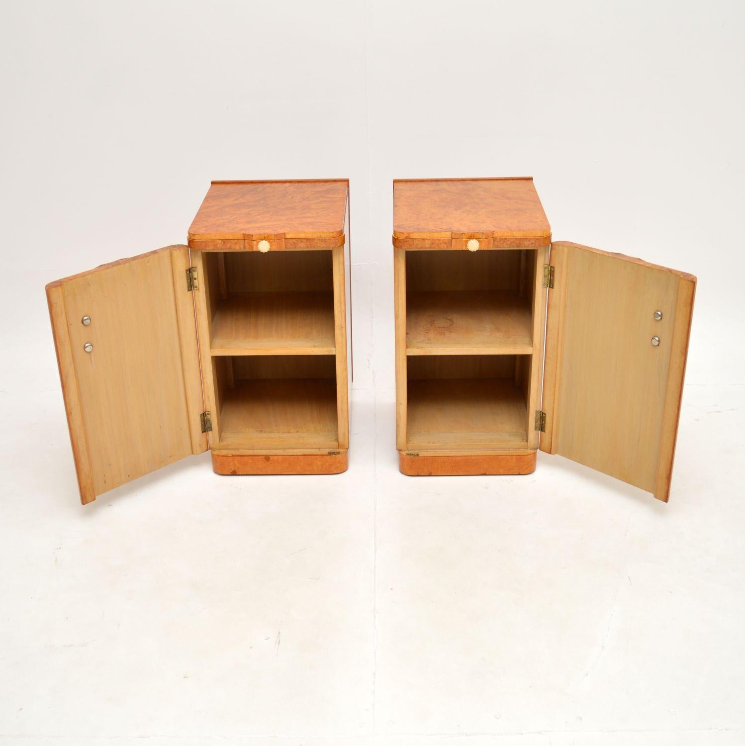 Pair of Art Deco Burr Walnut Bedside Cabinets 2