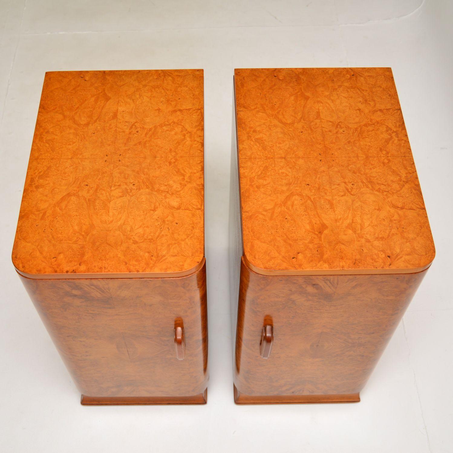 Pair of Art Deco Burr Walnut Bedside Cabinets For Sale 2