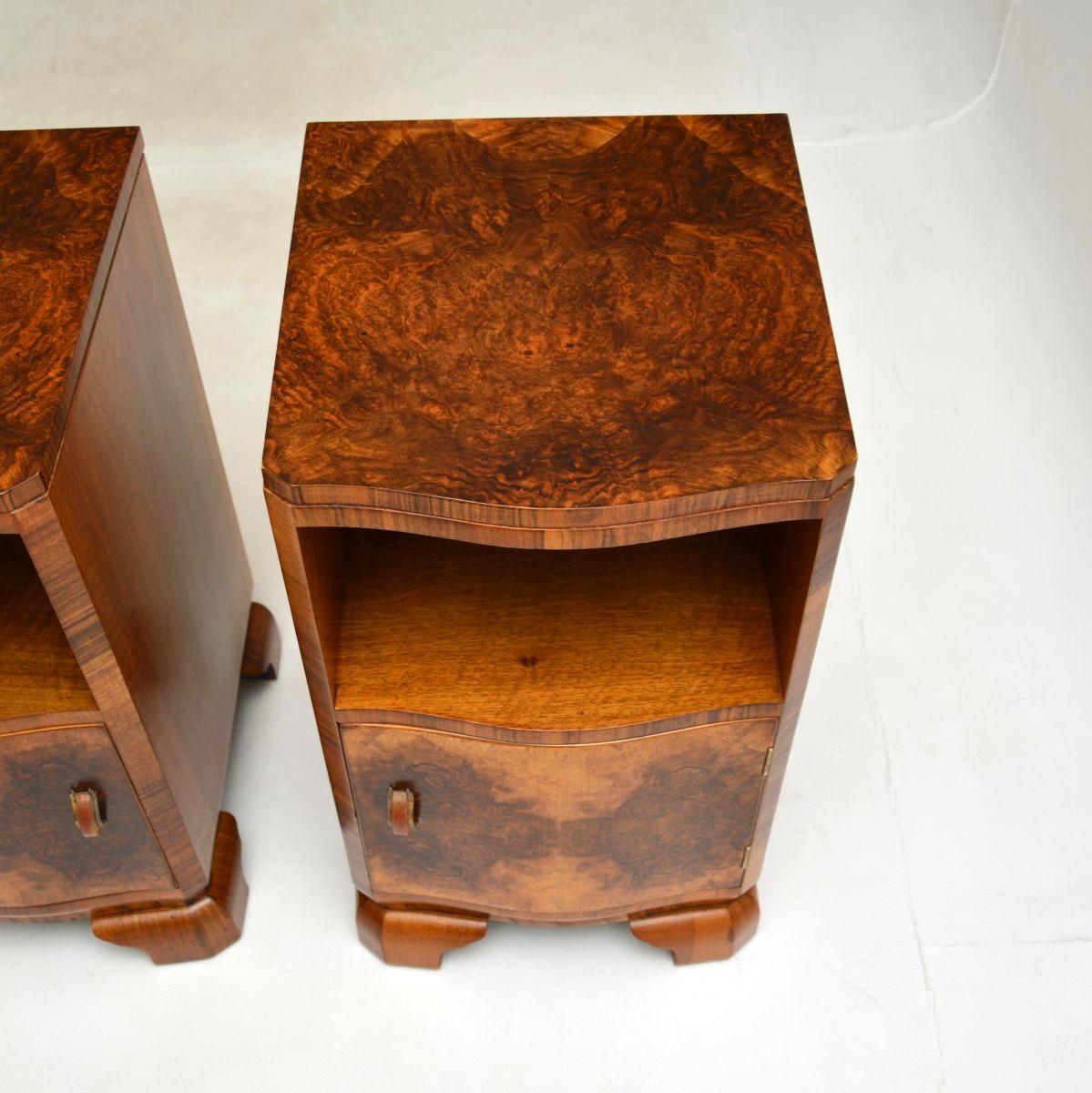 Pair of Art Deco Burr Walnut Bedside Cabinets For Sale 2