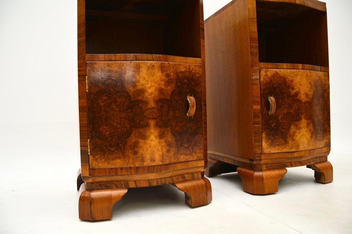 Pair of Art Deco Burr Walnut Bedside Cabinets For Sale 3