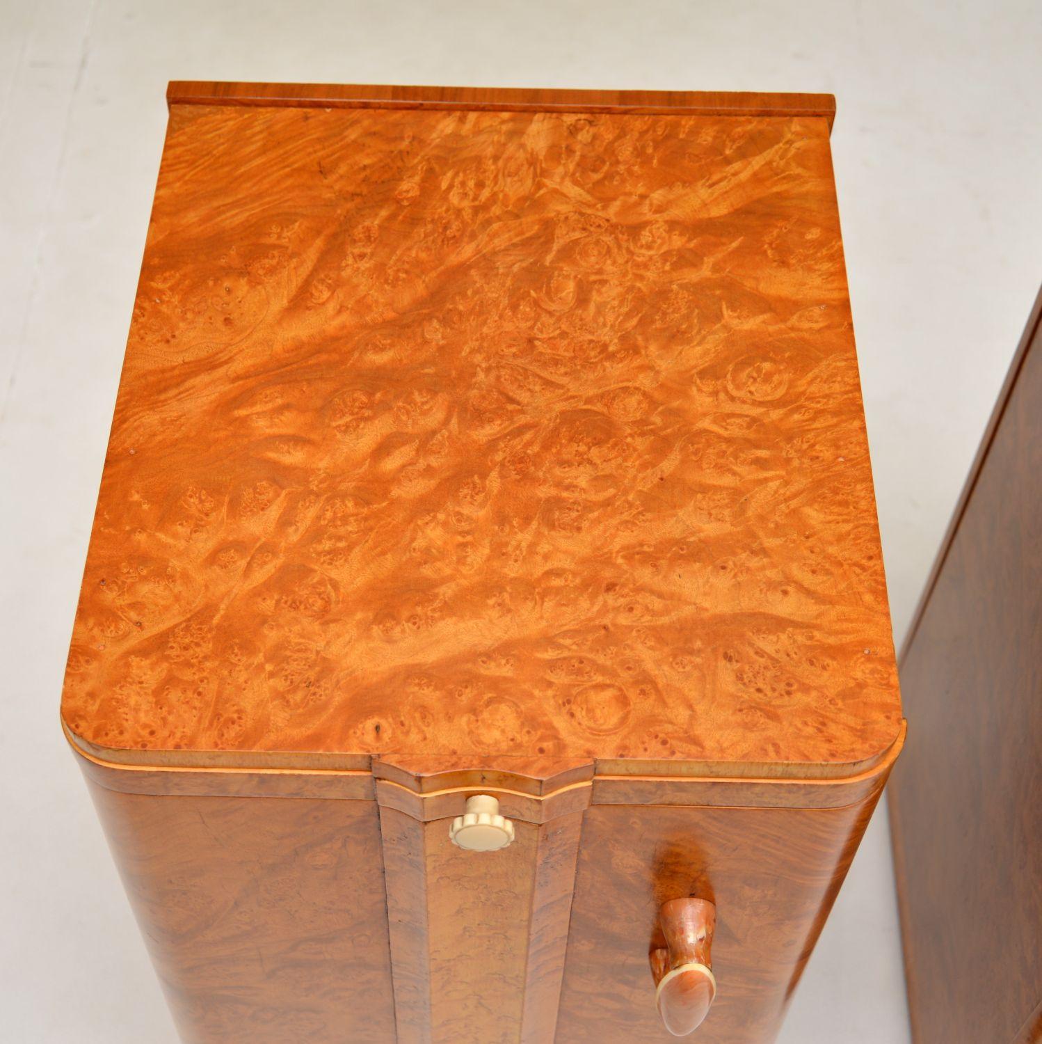 Pair of Art Deco Burr Walnut Bedside Cabinets 4