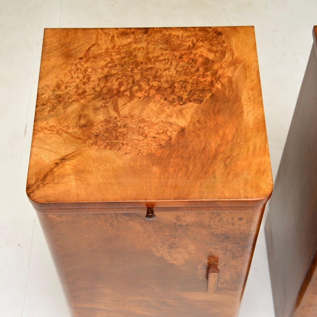 Pair of Art Deco Burr Walnut Bedside Cabinets For Sale 4