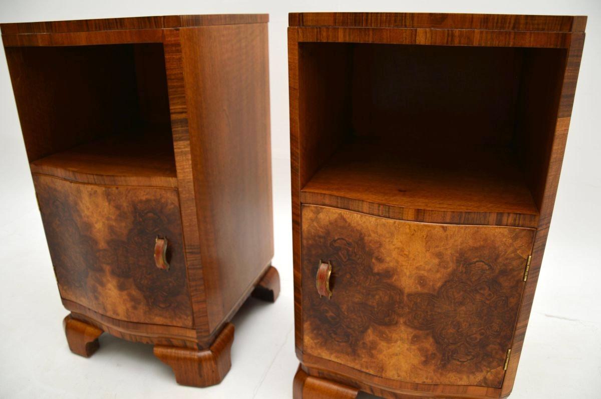 Pair of Art Deco Burr Walnut Bedside Cabinets For Sale 4