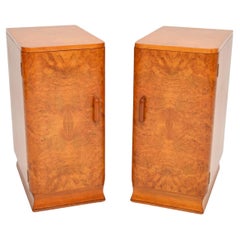 Used Pair of Art Deco Burr Walnut Bedside Cabinets