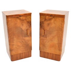 Pair of Art Deco Burr Walnut Bedside Cabinets