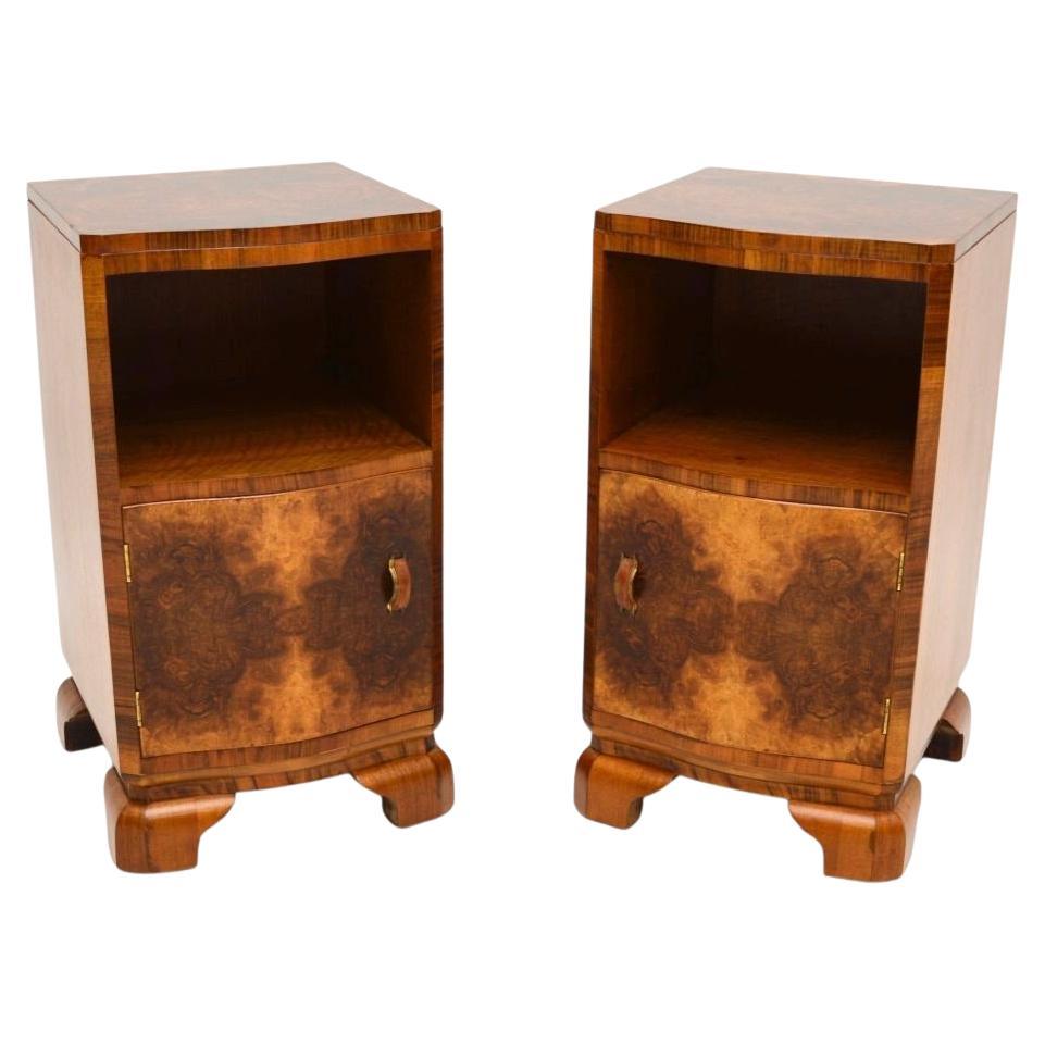Pair of Art Deco Burr Walnut Bedside Cabinets